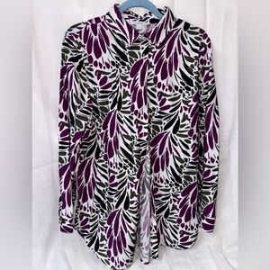 Chico's Purple and Black Abstract Shirt
